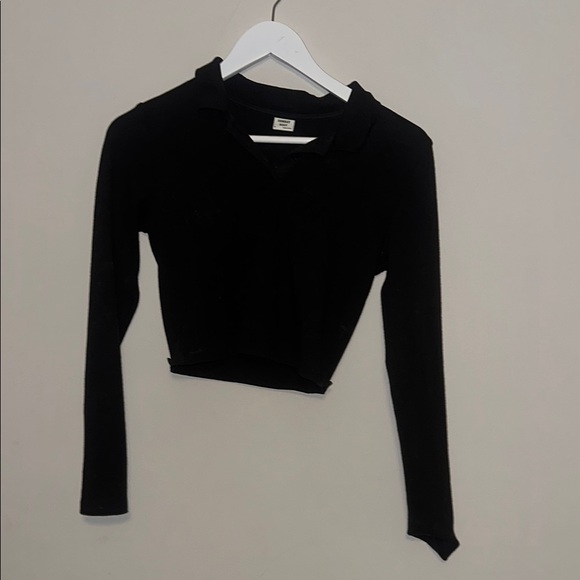 Aritzia Sunday Best Black Long Sleeve Crop Top - Picture 1 of 2